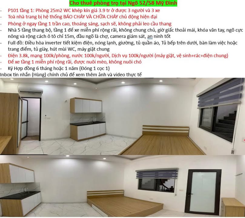 Phòng cho thuê tại Mỹ Đình 2, 25m² giá 3.9 triệu - Không chung chủ!