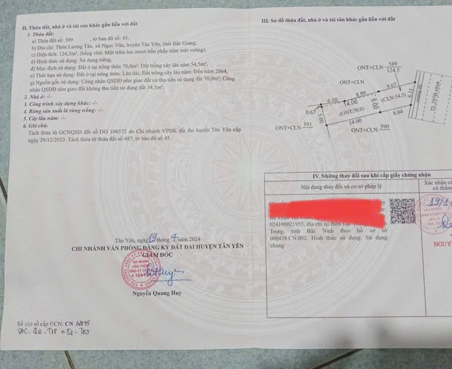 Đất thổ cư Thôn Lương Tân, Ngọc Vân 124,5m² - Giá đầu tư chỉ 1 tỷ!