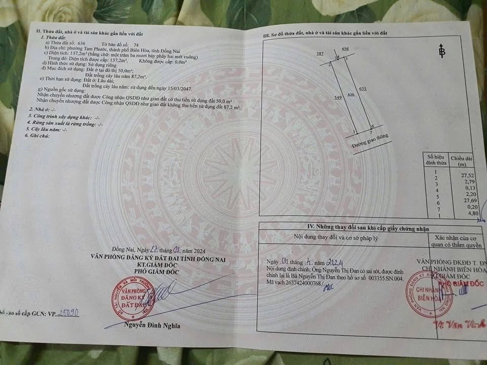 Đất nền Phường Tam Phước, Biên Hòa 137m² giá 2.1 tỷ - Khu dân cư ổn định!