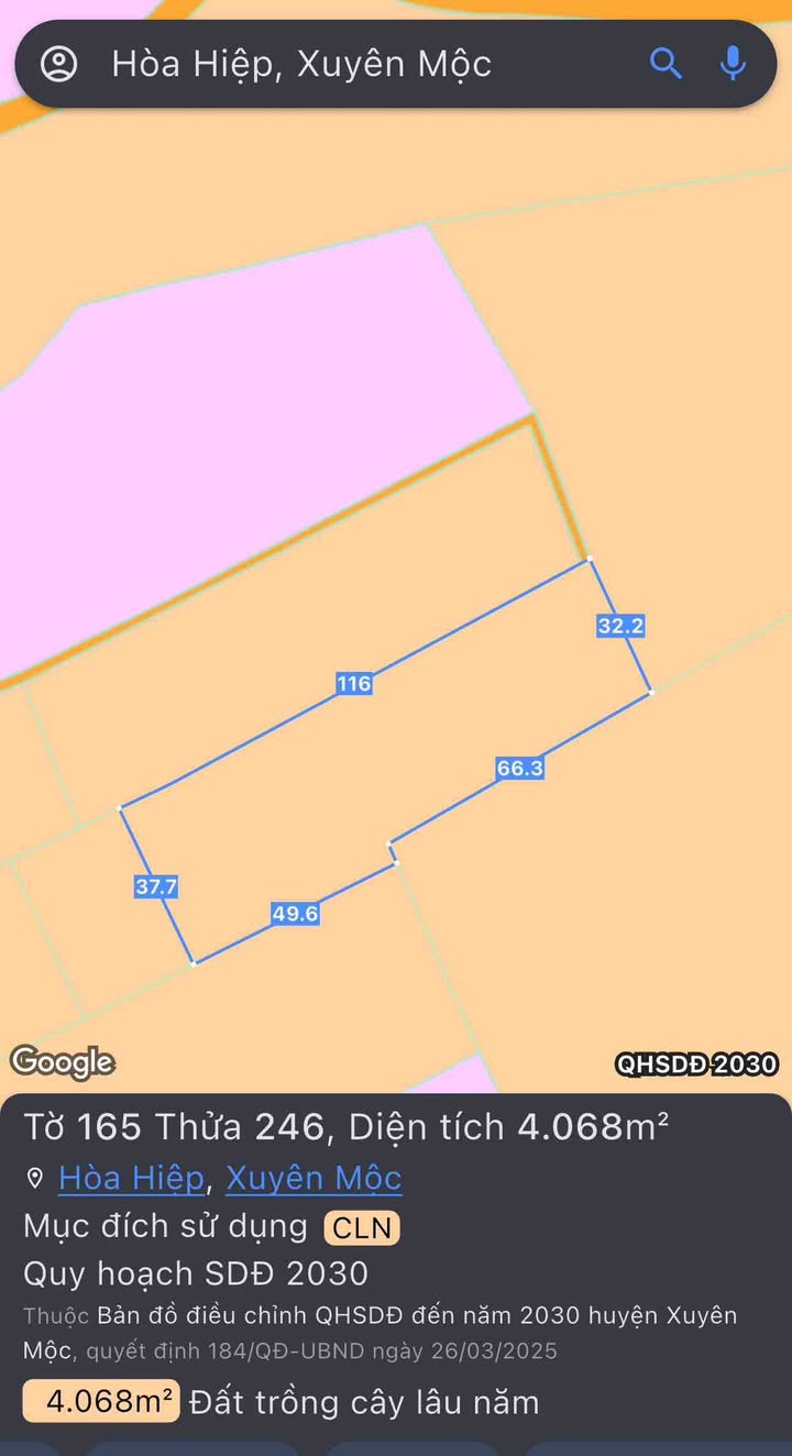 Đất 4068m² xã Hòa Hiệp, Xuyên Mộc - Giá chỉ 1.75 tỷ - Sổ đỏ chính chủ!