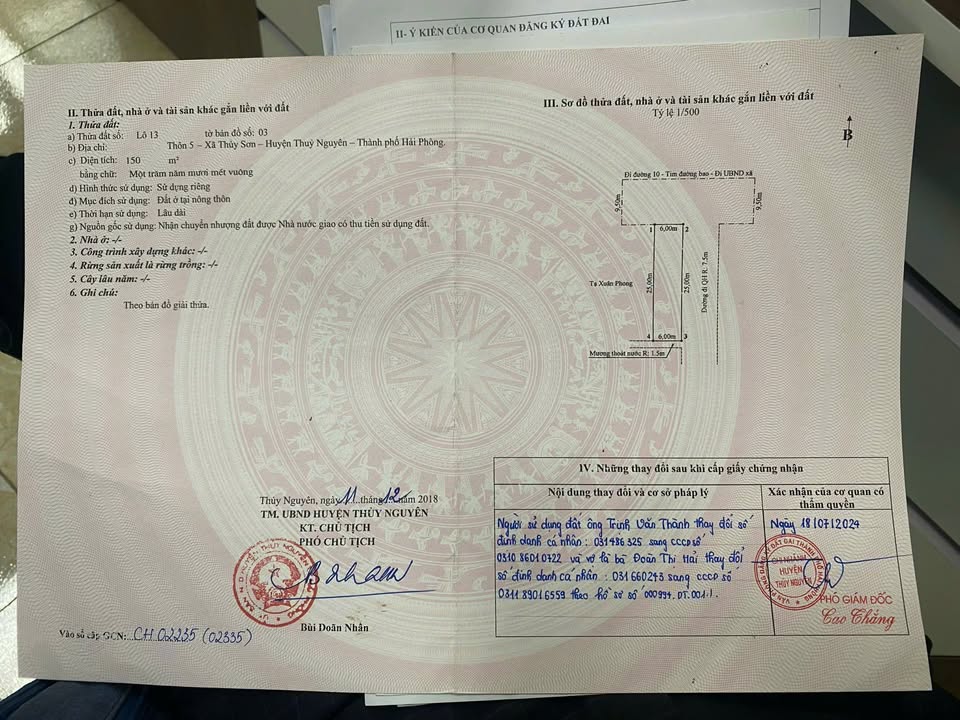 Đất nền thôn 5 Thủy Sơn, Hải Phòng 150m² giá 6.8 tỷ - Vị trí kinh doanh đắc địa!