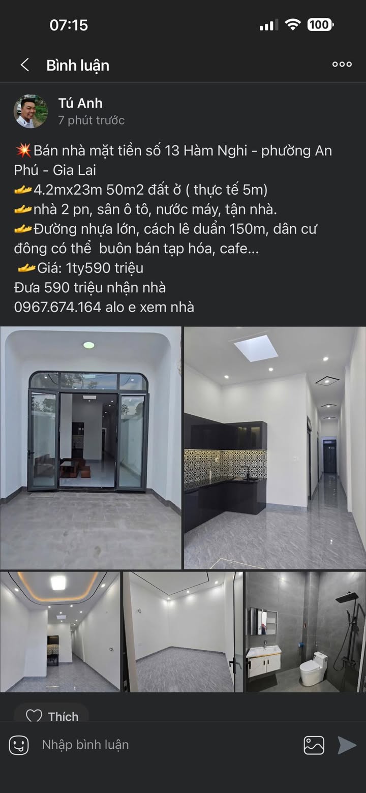 Bán nhà mặt tiền 13 Hàm Nghi, An Phú, Gia Lai 50m² - Kinh doanh thuận lợi!
