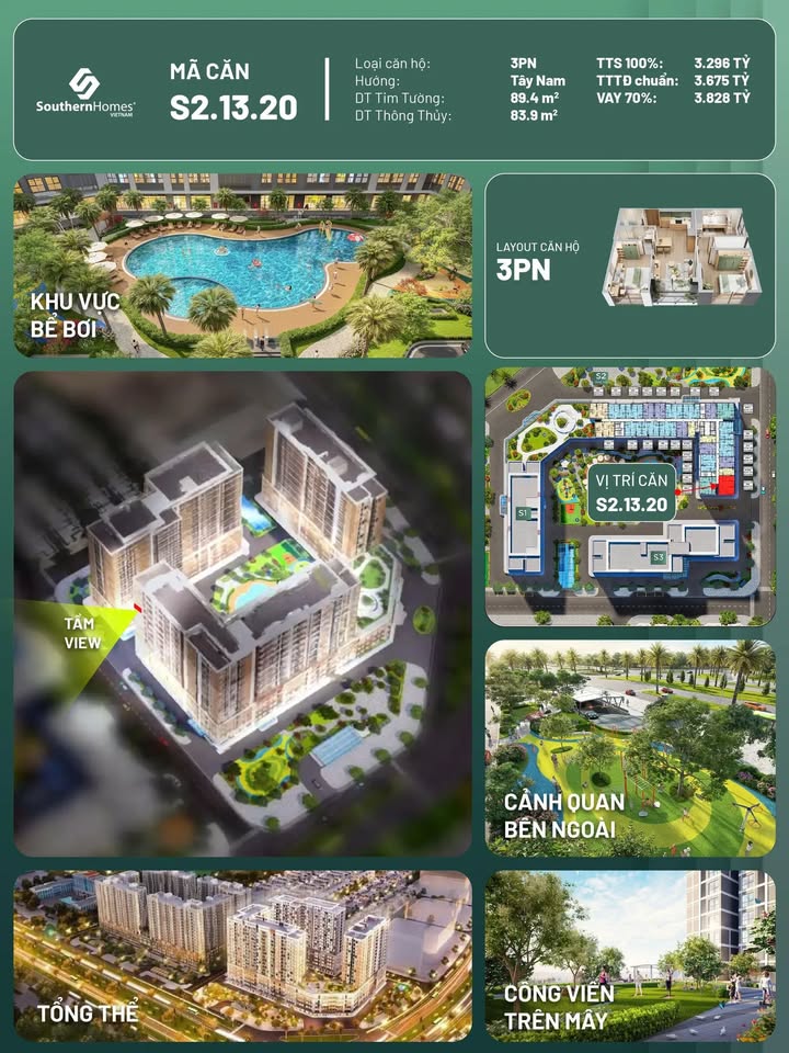 Căn hộ 3PN SENTOSA Hải Phòng 83.9m² giá 3.2 tỷ - Bàn giao đầy đủ nội thất!