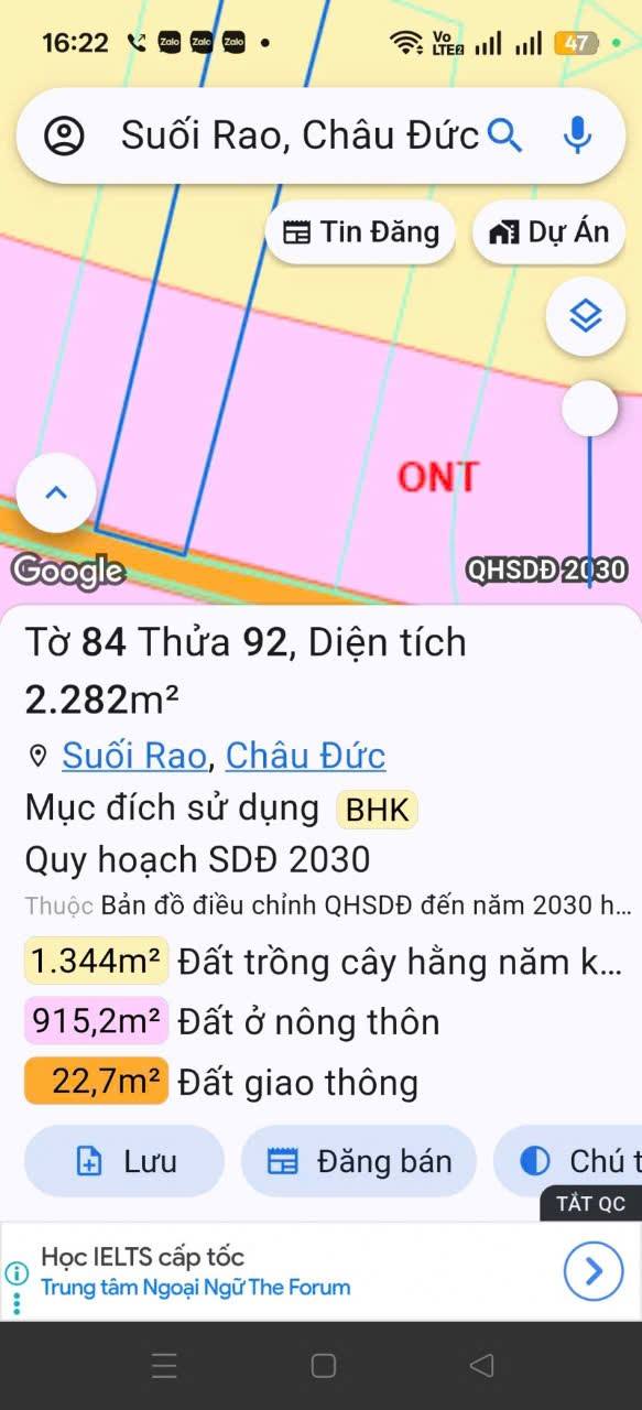 Đất nền thôn 1, xã Xuân Sơn, huyện Châu Đức, 14,400m² giá 4.8 tỷ - Mặt tiền đường nhựa, pháp lý rõ ràng!