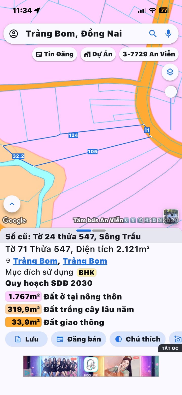 Đất nền 2 sào 1 mặt tiền đường nhựa Sông Trầu 21 - Giá chỉ 3.65 tỷ, cơ hội đầu tư tuyệt vời!