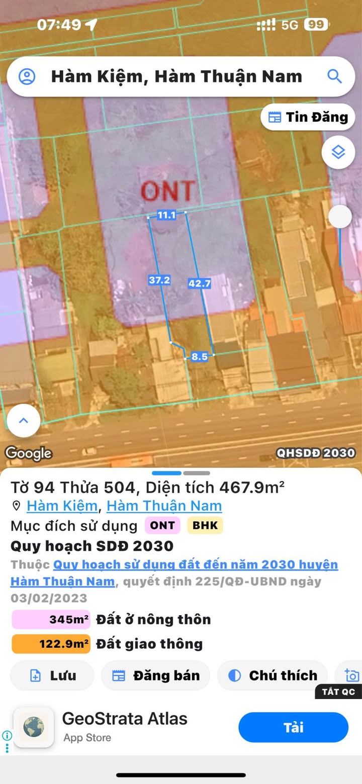 Đất nền mặt tiền QL1A, xã Hàm Kiệm, 470m² - Giá đầu tư hấp dẫn!