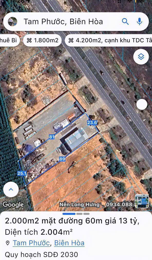 Đất nền mặt đường N18 Biên Hòa 2000m² giá 13 tỷ - Cơ hội đầu tư tuyệt vời!