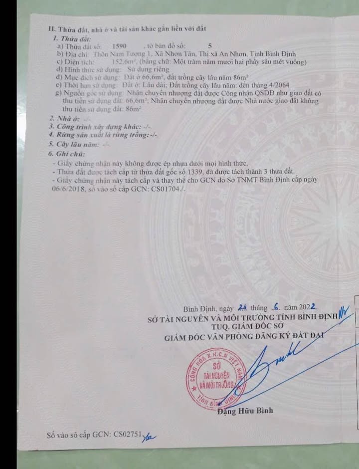 Đất mặt đường bê tông xã An Nhơn Tây 152m² giá 4 tỷ - Cơ hội đầu tư hấp dẫn!