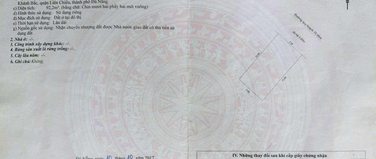 Đất mặt tiền đường B1 Hồng Phước, Đà Nẵng 92m² giá 5 tỷ - Cơ hội đầu tư hấp dẫn!