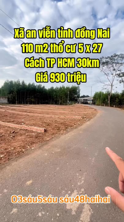 Đất mặt tiền kinh doanh 110m² tại xã An Viễn - Giá 930 triệu, thương lượng hấp dẫn!