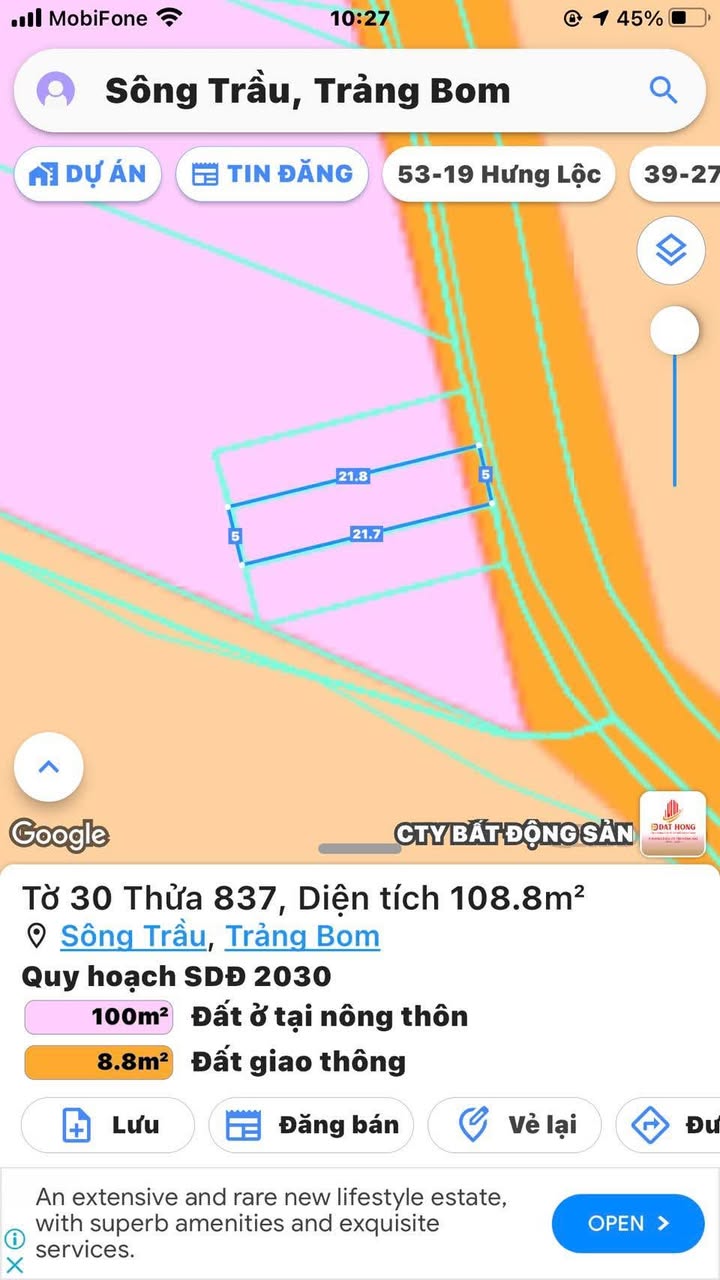 Đất nền Sông Trầu, Trảng Bom 110m² giá 800 triệu - Sổ riêng chính chủ!