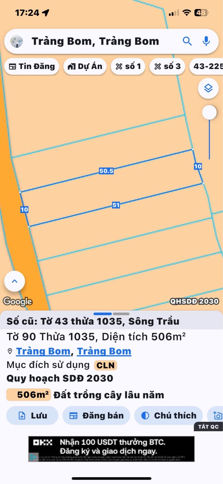 Đất nền 506m² mặt tiền nhựa Ấp 1 Sông Trầu, Trảng Bom giá 1,7 tỷ - Sổ riêng chính chủ!