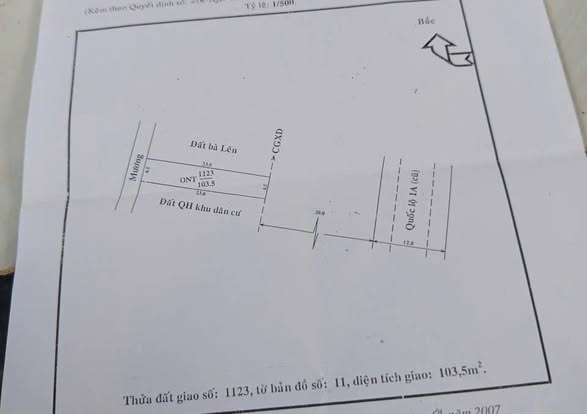 Đất thổ cư Quang Trung, Bồng Sơn, 103m² giá 1 tỷ - Vị trí đẹp, tiềm năng kinh doanh