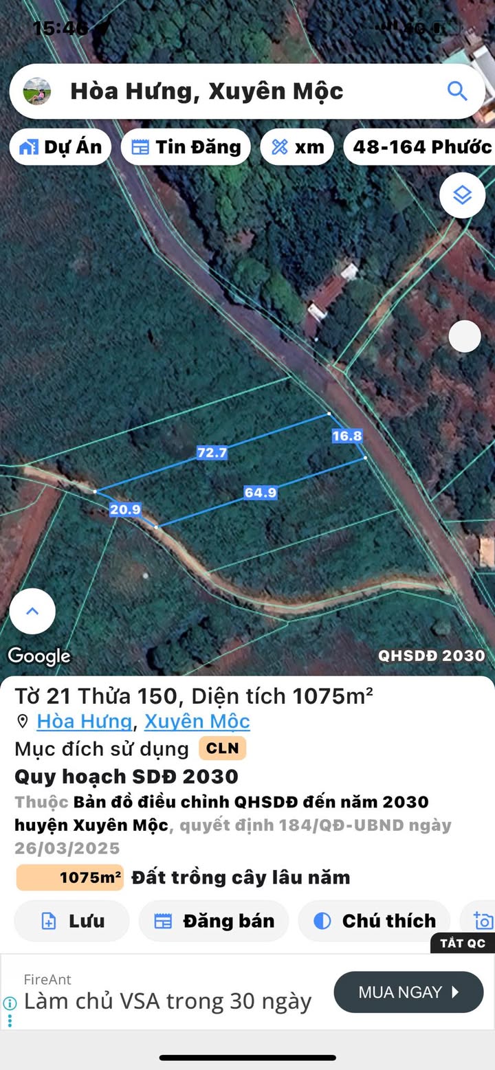 Đất nền Hòa Hưng, Xuyên Mộc 1000m² giá 1 tỷ - Cơ hội đầu tư tuyệt vời!