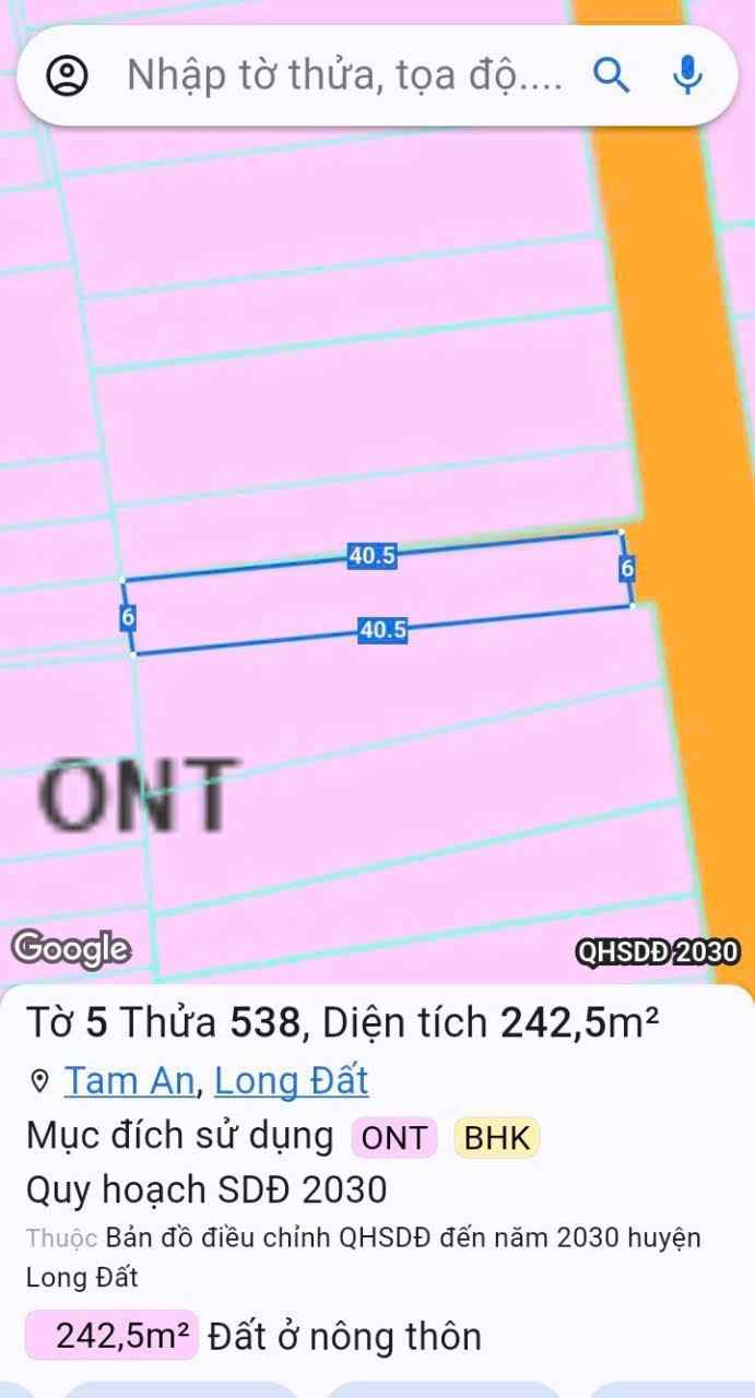 Đất nền đẹp mặt tiền đường nhựa Tam An, 242.5m² giá 1.6 tỷ - Đầu tư sinh lời ngay!