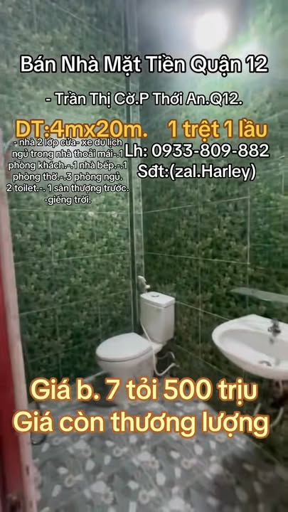 Nhà mặt tiền Trần Thị Cờ, Quận 12, 80m² giá 7.5 tỷ - Kinh doanh tuyệt vời!