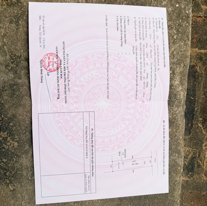 Đất nền Lục Nam Bắc Giang 229.4m² giá 9xx triệu - Đầu tư sinh lời hấp dẫn!