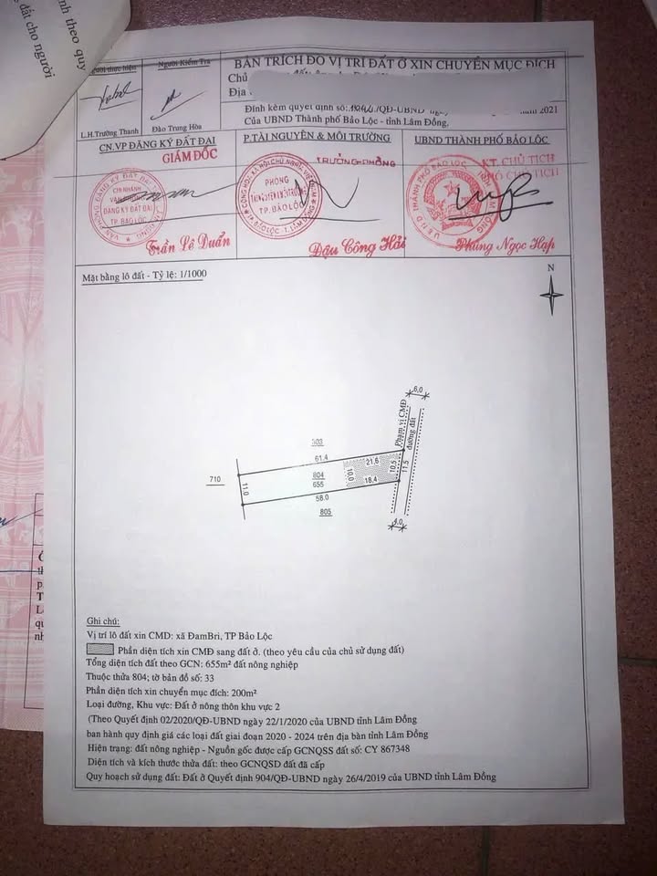 Đất mặt tiền 71 Trần Nhật Duật, Bảo Lộc 630m² giá 2.1 tỷ - View đẹp, thổ cư sẵn