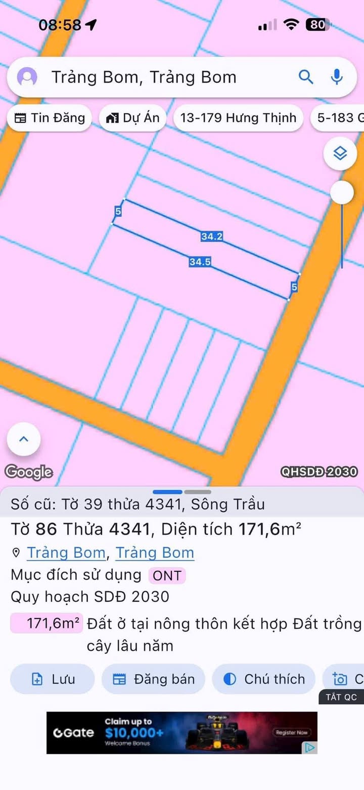 Đất nền Ấp 5, Xã Sông Trầu, 170m² giá 1.19 tỷ - Sổ đỏ chính chủ