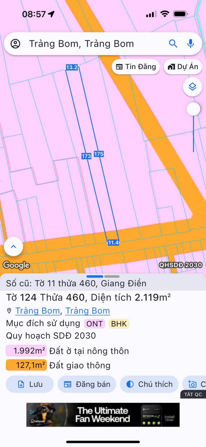 Đất mặt tiền đường Giang Điền - Phước Tân 2120m² giá 6 tỷ - Sổ đỏ chính chủ!