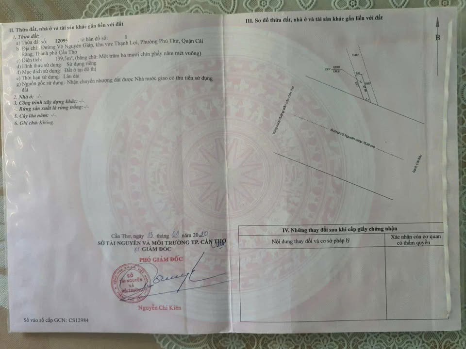 Đất nền mặt tiền đường Võ Nguyên Giáp, Cần Thơ 140m² giá 9 tỷ - Cơ hội đầu tư hấp dẫn!