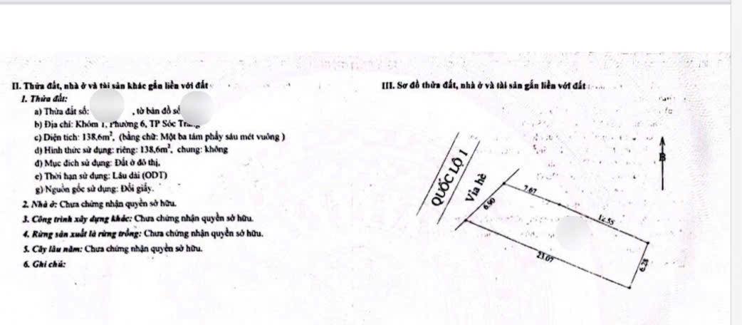 Đất mặt tiền Võ Văn Kiệt, Sóc Trăng 158m² giá chỉ 3 tỷ - Cơ hội đầu tư sinh lời!
