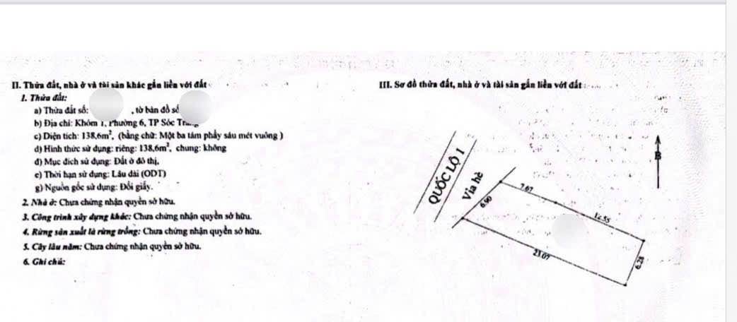 Đất mặt tiền Võ Văn Kiệt, Sóc Trăng 6,9m x 23m - Giá thương lượng hấp dẫn!