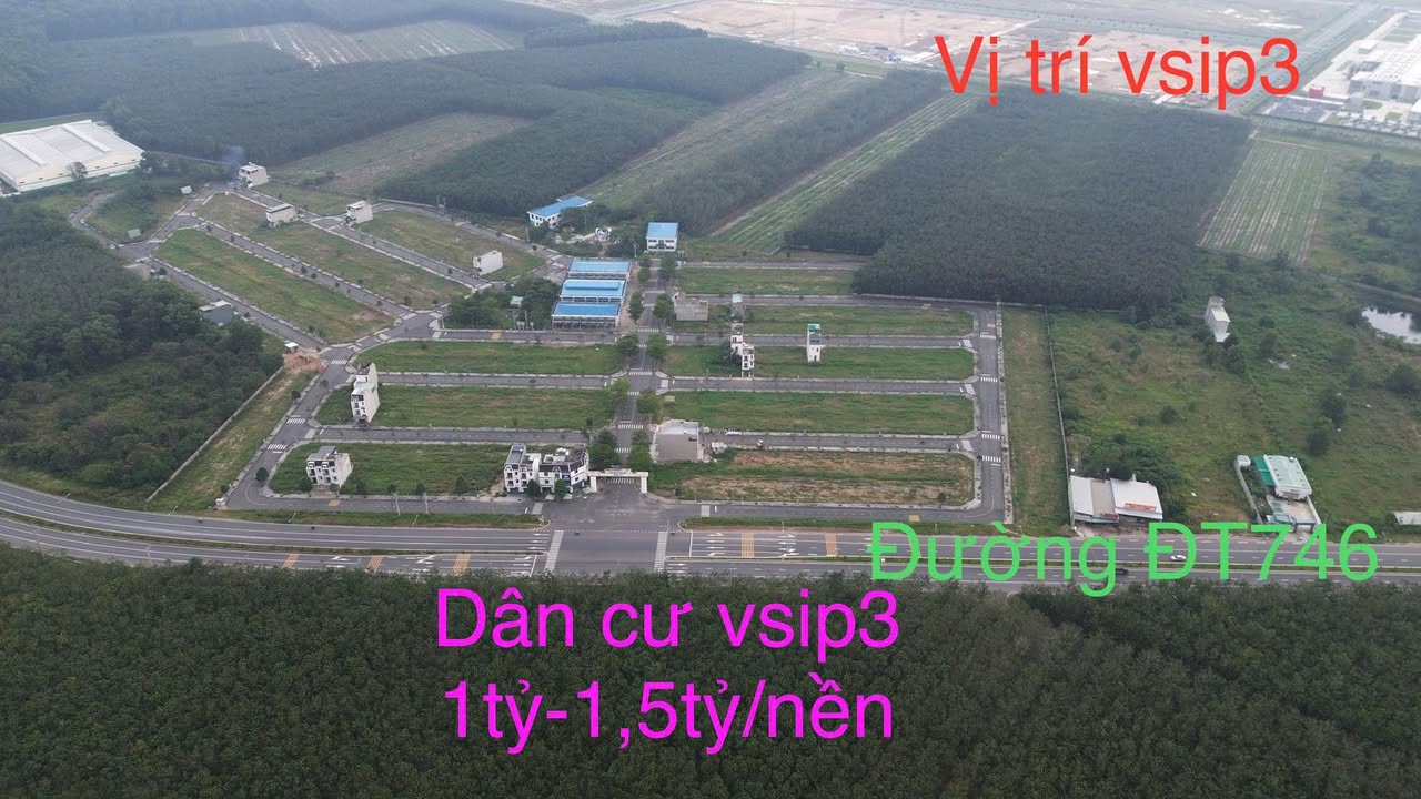 Đất nền VSIP 3 Bình Dương 250m² giá 600 triệu - Cơ hội đầu tư tuyệt vời!