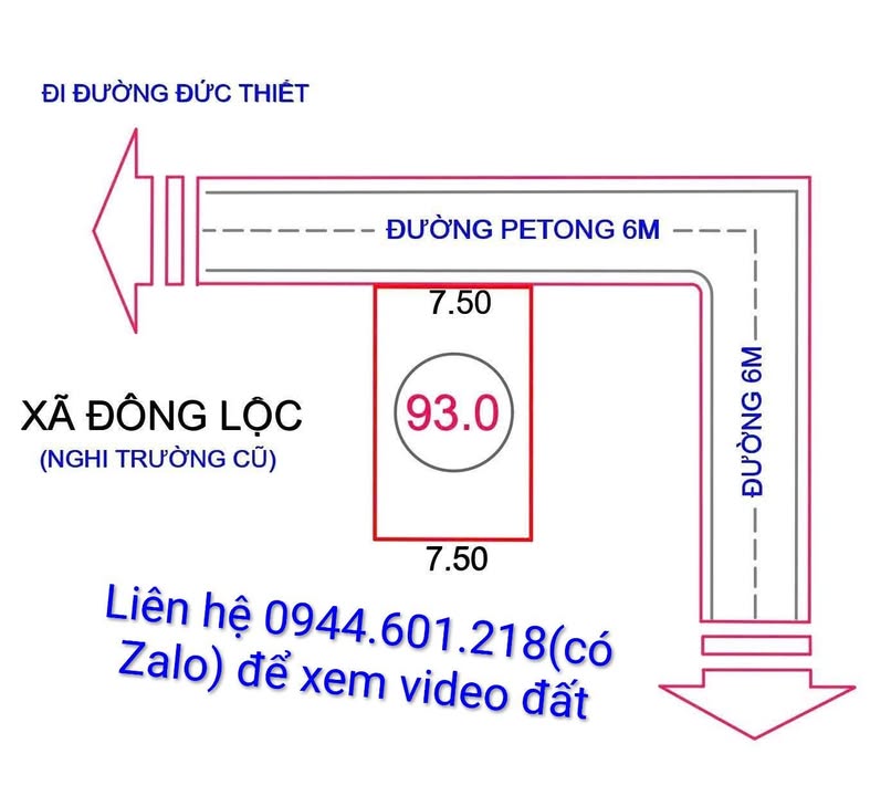 Đất nền Đông Lộc 93m² giá 1 tỷ - Mặt tiền 7,5m hiếm có!