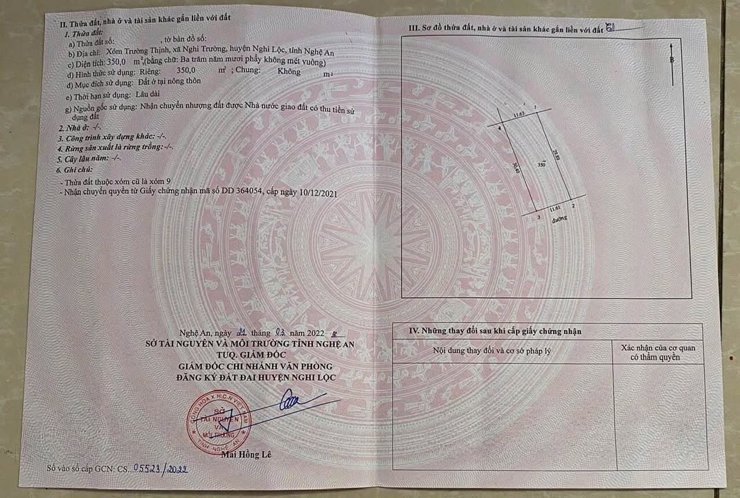 Đất nền Xóm Trường Thịnh, Nghi Lộc 350m² - Vị trí đẹp, giá thỏa thuận!