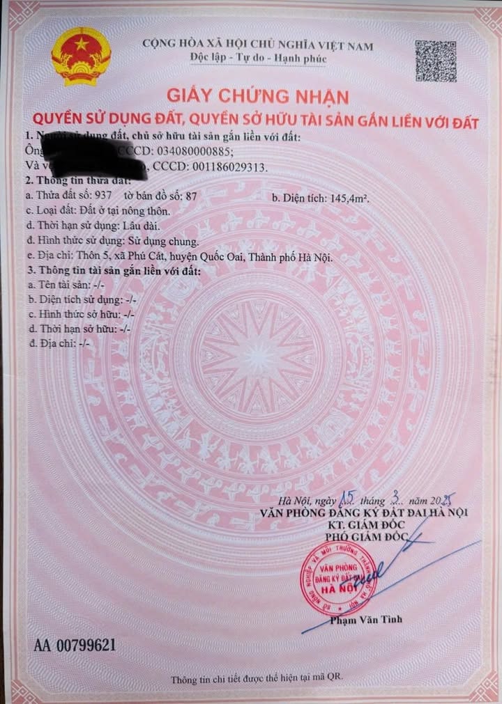 Lô đất đẹp 145m² tại Phú Cát, Quốc Oai - Sổ đỏ chính chủ, không quy hoạch!