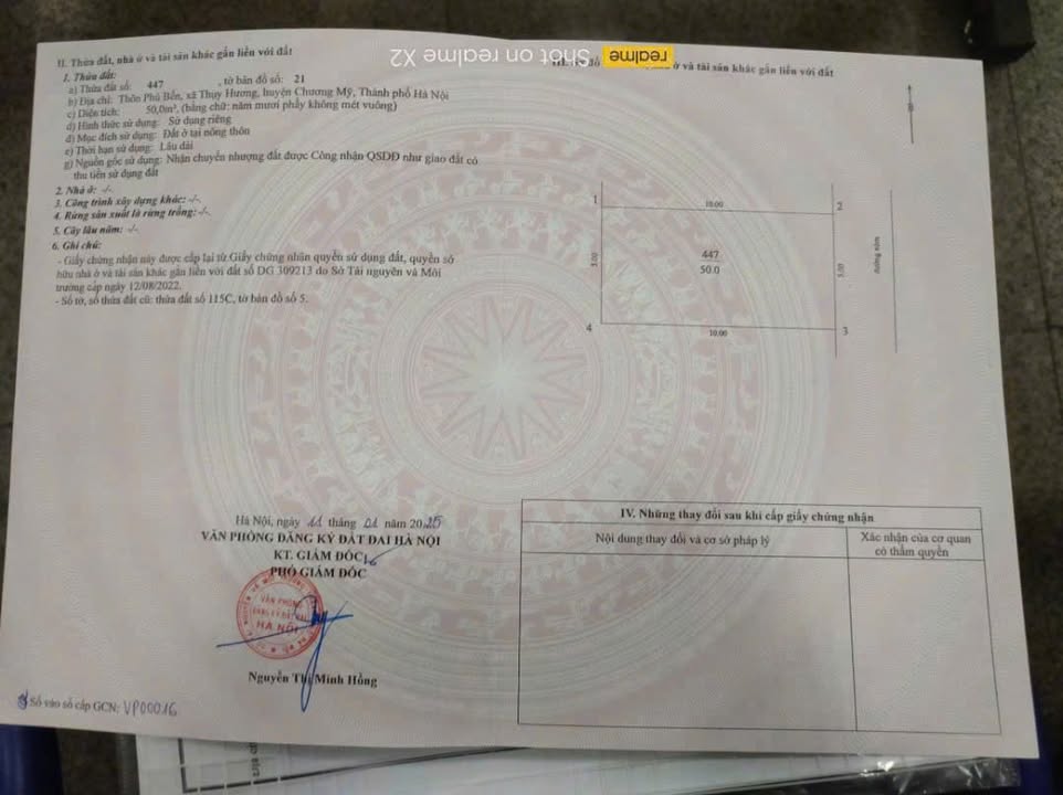 Lô đất 50m² tại TDP Thụy Hương, Chương Mỹ - Giá chỉ 3 tỷ thương lượng!