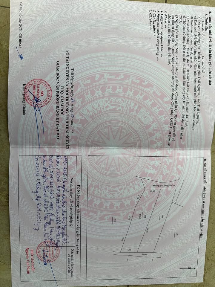 Đất nền 541m² tại phường Tân Thành, Thái Nguyên - Giá cắt lỗ nhanh!