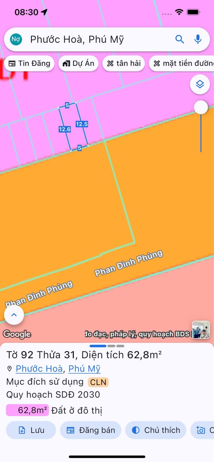 Đất nền KCN Phú Mỹ 3 - 62m² giá thỏa thuận - Mặt tiền đường nhựa 40m