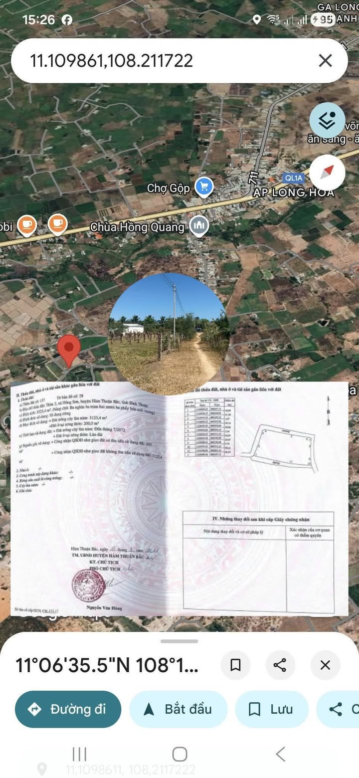 Đất nền Hồng Sơn, Hàm Thuận Bắc 3123m² giá 1.4 tỷ - Sổ đỏ chính chủ, thổ cư tự do!