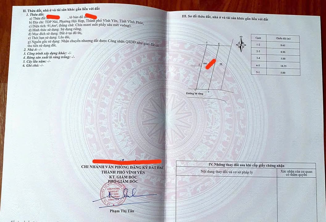 Đất thổ cư 92m² tại TDP Núi, Hội Hợp, Vĩnh Yên giá 1.8 tỷ - Vị trí đẹp, tiện ích đầy đủ!