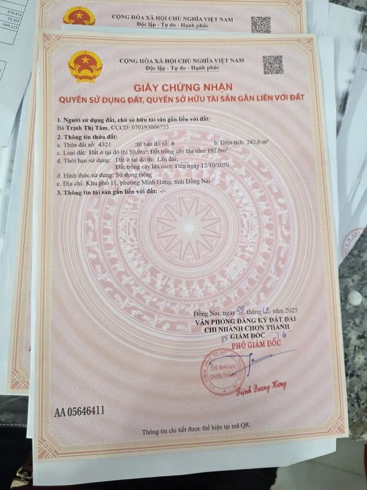 Đất nền Phường Minh Hưng, Thị xã Chơn Thành, 245m² giá 400 triệu - Đầu tư sinh lời ngay!