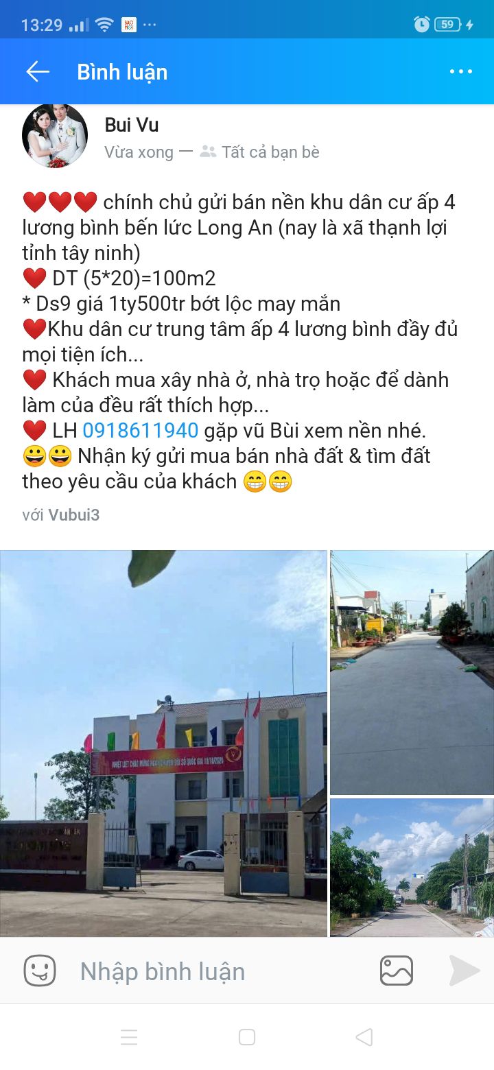 Đất nền khu dân cư Ấp 4 Thạnh Lợi 100m² giá 1.5 tỷ - Sổ hồng chính chủ