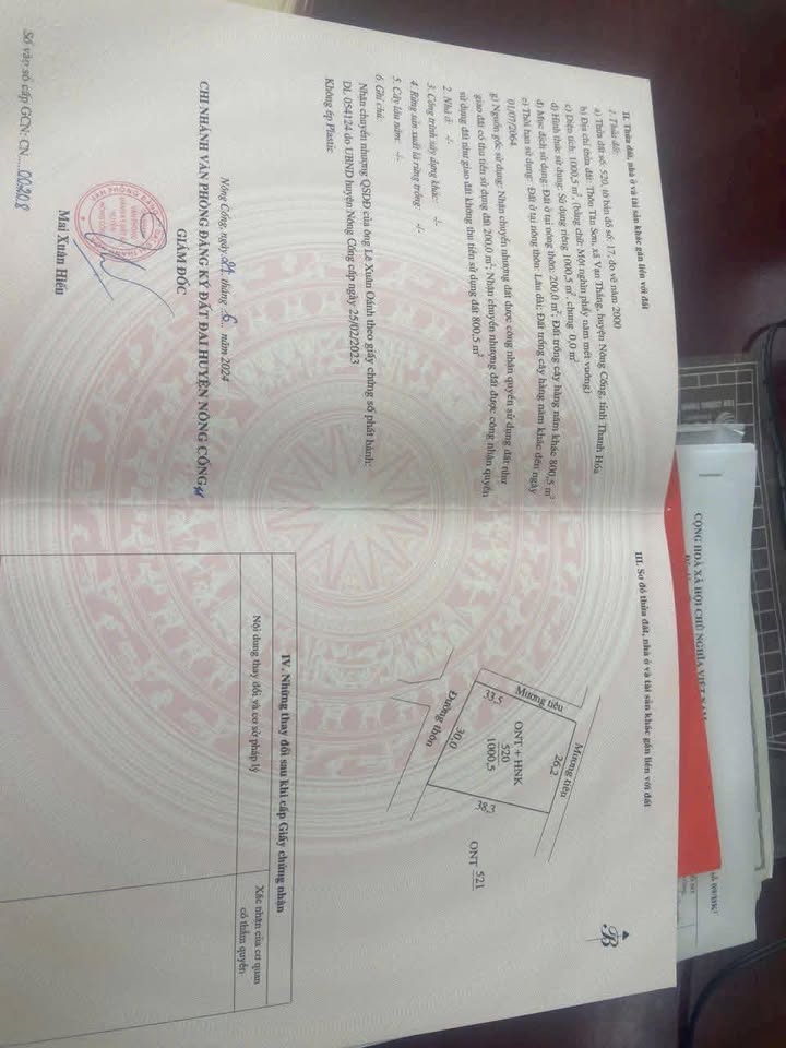 Đất nền Vạn Thắng Nông Cống 1000m² - Đường bê tông, giá thỏa thuận