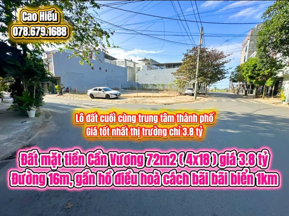 Đất mặt tiền Cần Vương Tuy Hòa 72m² giá 3.8 tỷ - Cơ hội đầu tư hấp dẫn!