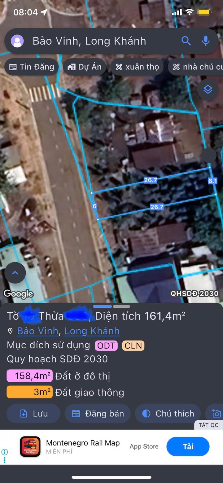 Đất nền thổ cư 162m² giá 950 triệu - Mặt tiền nhựa 2 làn tại Bảo Vinh!