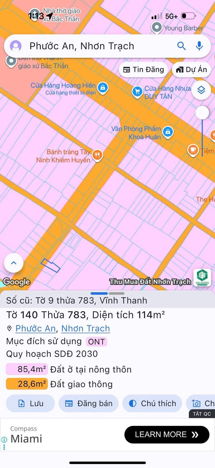 Đất thổ cư Vĩnh Thanh 114m² giá 1.7 tỷ - Đường ô tô vào tận nơi!