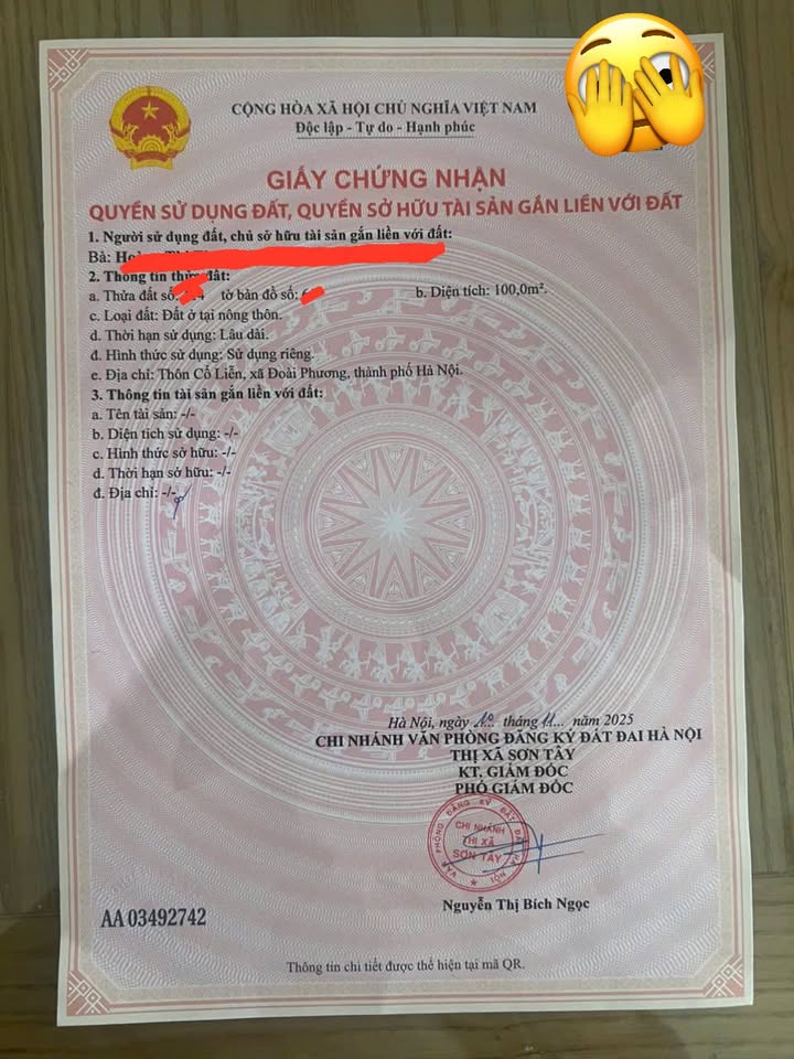 Đất thổ cư 100m² thôn Cổ Liễn, Đan Phượng, giá 2 tỷ - Cơ hội đầu tư sinh lời!