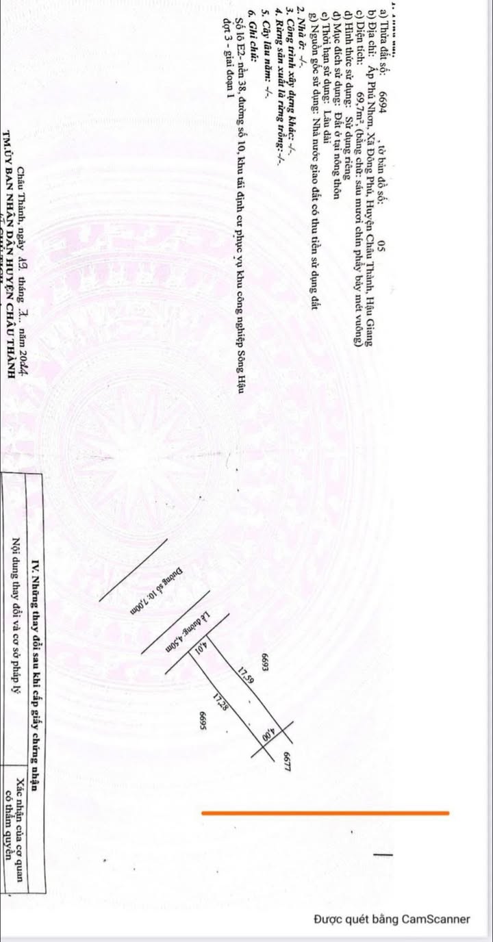 Đất nền KDC Đông Phú, Quận Cái Răng 69.7m² - Sổ hồng chính chủ, giá chỉ 890 triệu!