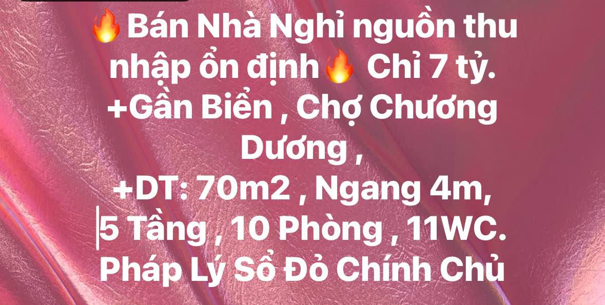 Nhà nghỉ 5 tầng tại P. Nguyễn Văn Cừ, Quy Nhơn 70m² giá 7 tỷ - Đầu tư sinh lời ổn định!