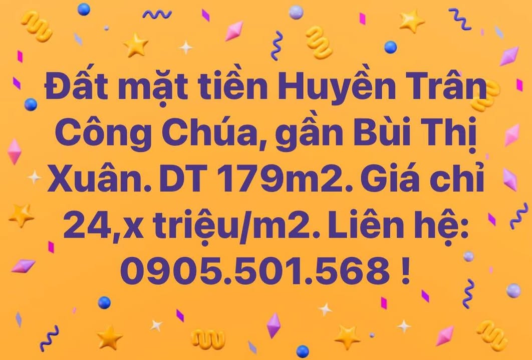 Đất mặt tiền Huyền Trân Công Chúa TP. Huế 179m² giá chỉ 24 triệu/m² - Cơ hội đầu tư tuyệt vời!