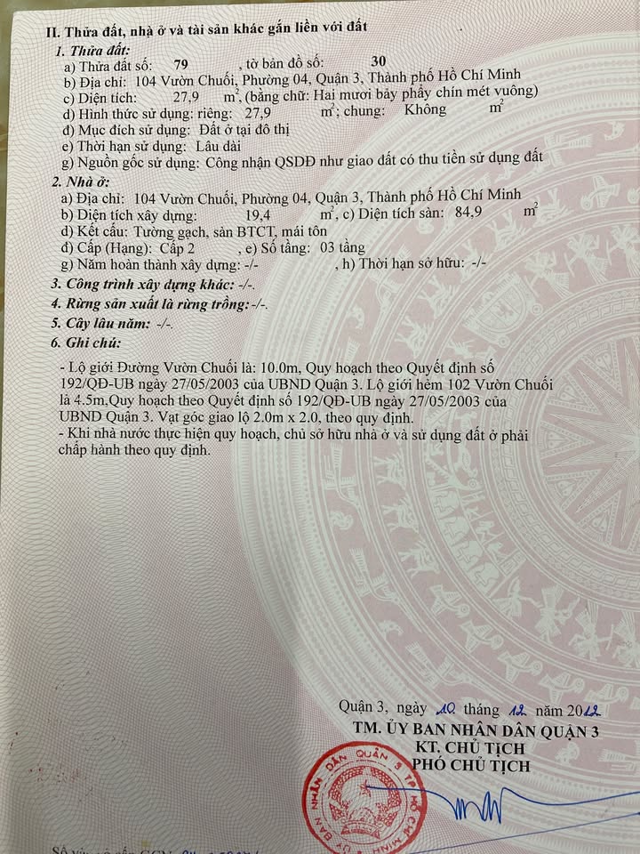 Nhà góc 2 mặt tiền 104 Vườn Chuối, Quận 3 - Cơ hội đầu tư hiếm có!