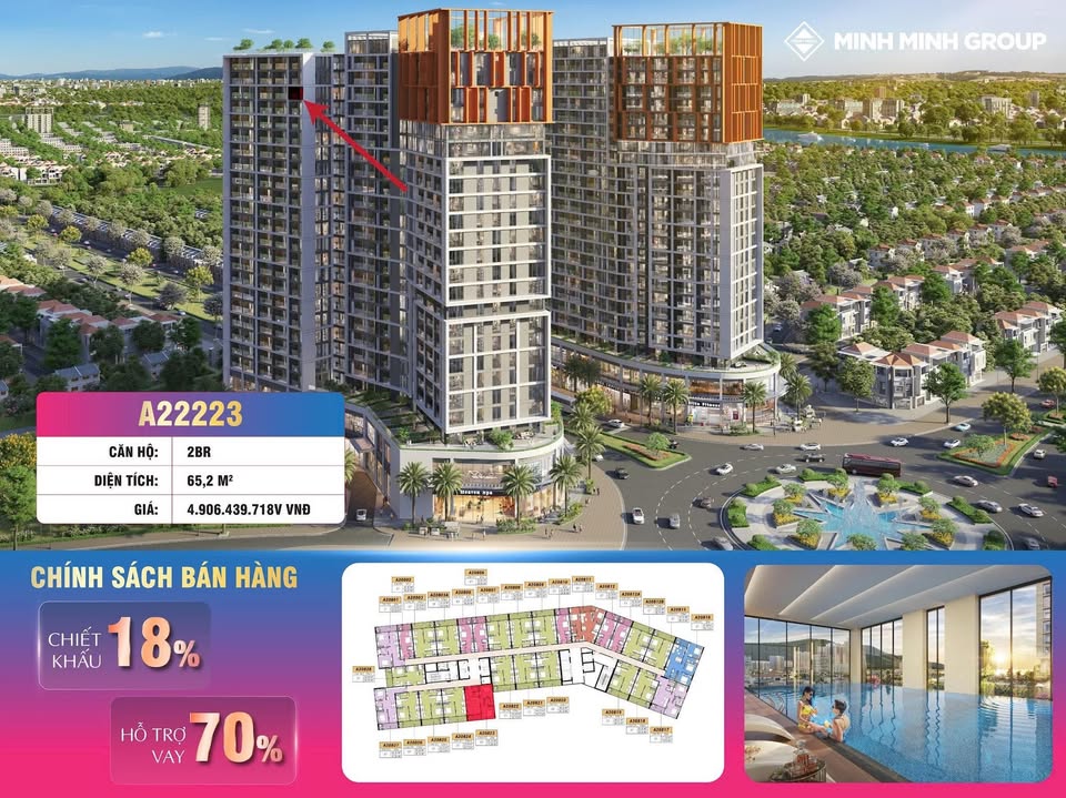 Căn hộ A2 CORA TOWER Đà Nẵng 65,2m² giá 4.129 tỷ - Trục căn hiếm với view thành phố