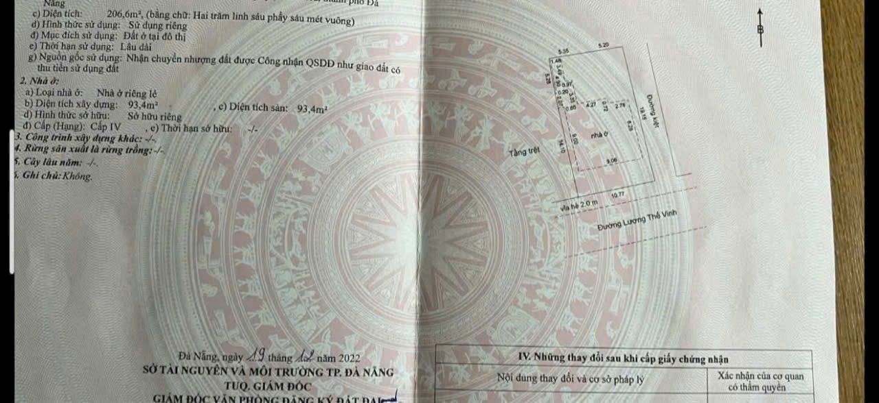 FrontHouse Lương Thế Vinh Đà Nẵng 206.6m² giá 22 tỷ - Vị trí đẹp, thuận lợi đầu tư