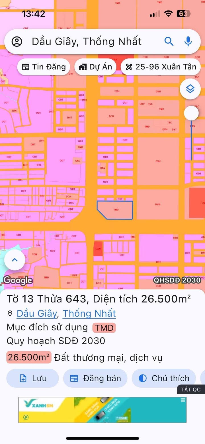 Đất thương mại dịch vụ tại Dầu Giây, Đồng Nai 26.500m² - Cơ hội đầu tư vàng!